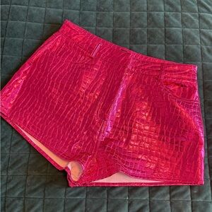 Nasty Gal Shiny Croc-Embossed Pink Shorts